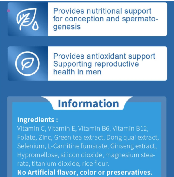 Men Fertility Tablet | Boosts Sperm Count & Male Reproductive Health - Image 7